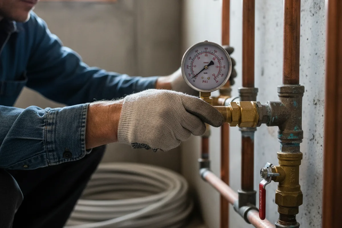 Pressure testing a repaired line during Water Line Repair in Bruin